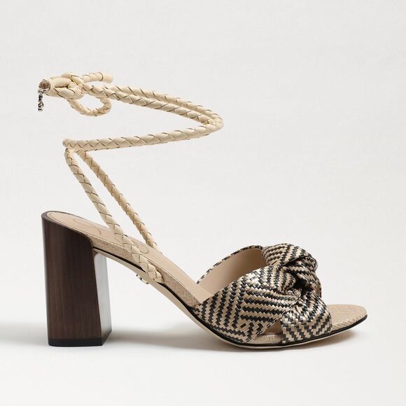Sam Edelman Women Bodhi Tie Closure Open Toe Sandals, Black/Natural